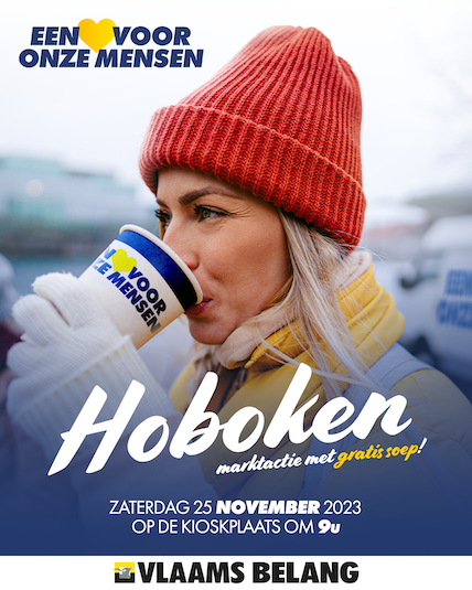 Zaterdag 25 november 2023, Marktactie te Hoboken met gratis soepbedeling.