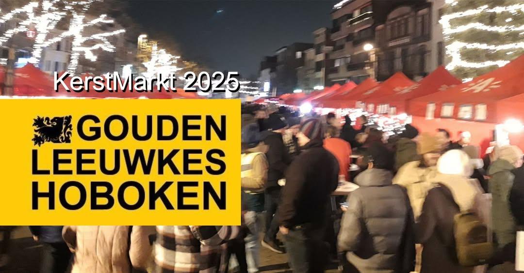 Kerst Markt Hoboken, met de Gouden Leeuwens.
