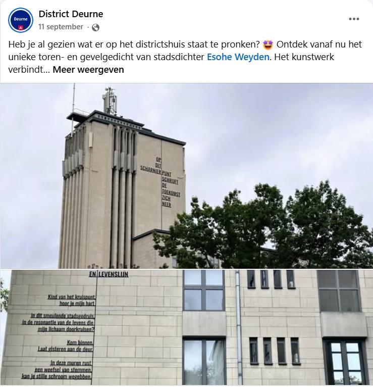 Vlaams Belang Deurne dient klacht in bij gouverneur over gevelgedicht aan districtshuis