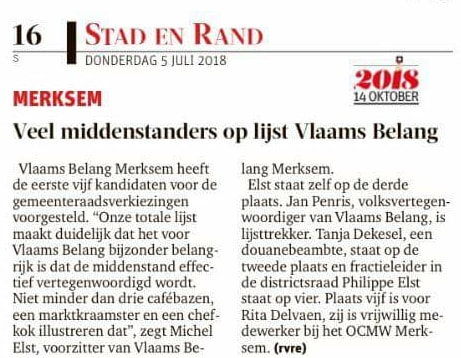 Veel middenstanders op lijst Vlaams Belang Merksem
