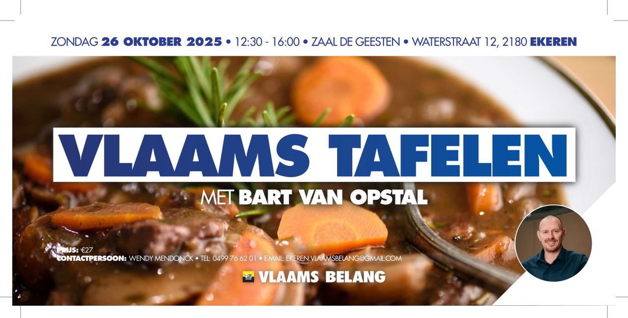 Vlaams Belang Ekeren organiseert 1e editie Vlaams Tafelen