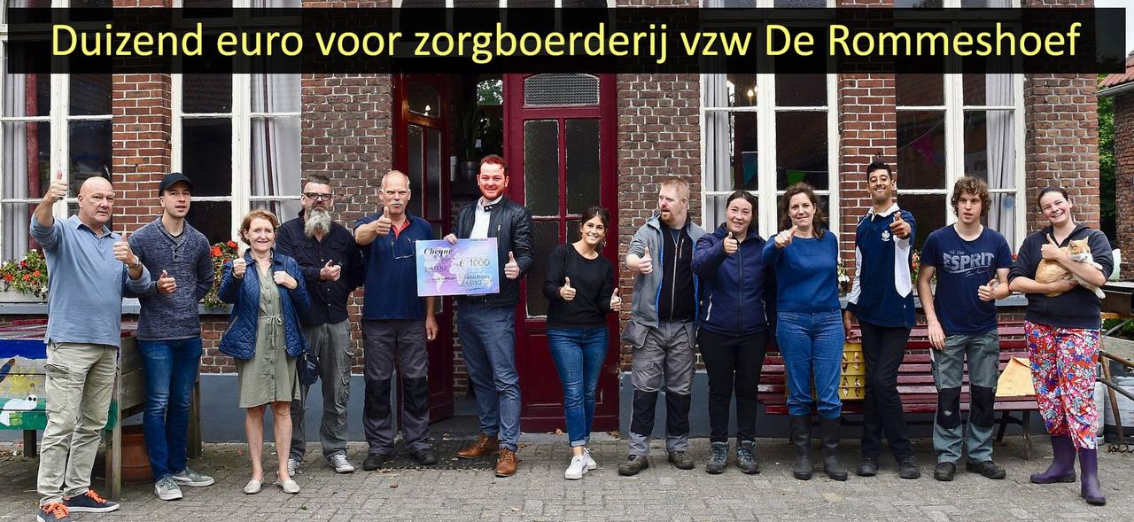Duizend euro voor de zorgboerderij vzw De Rommeshoef.