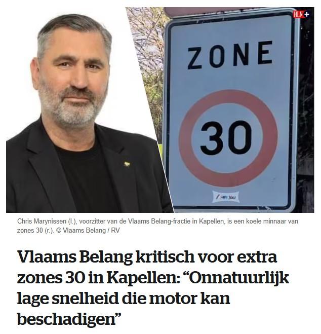Vlaams Belang kritisch voor extra zones 30 in Kapellen