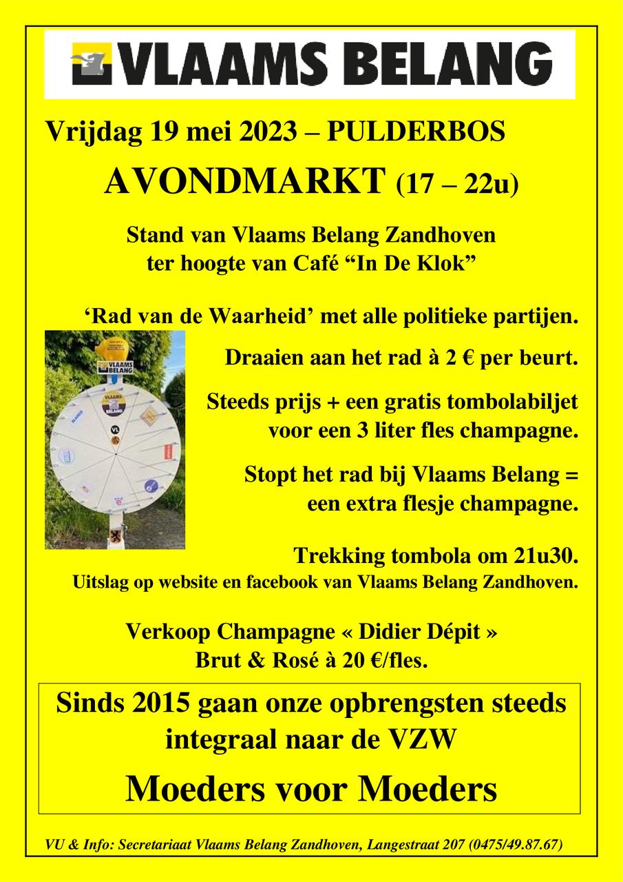 Vrijdag 19 mei 2023: Jaarlijkse avondmarkt (17-22u) te Pulderbos