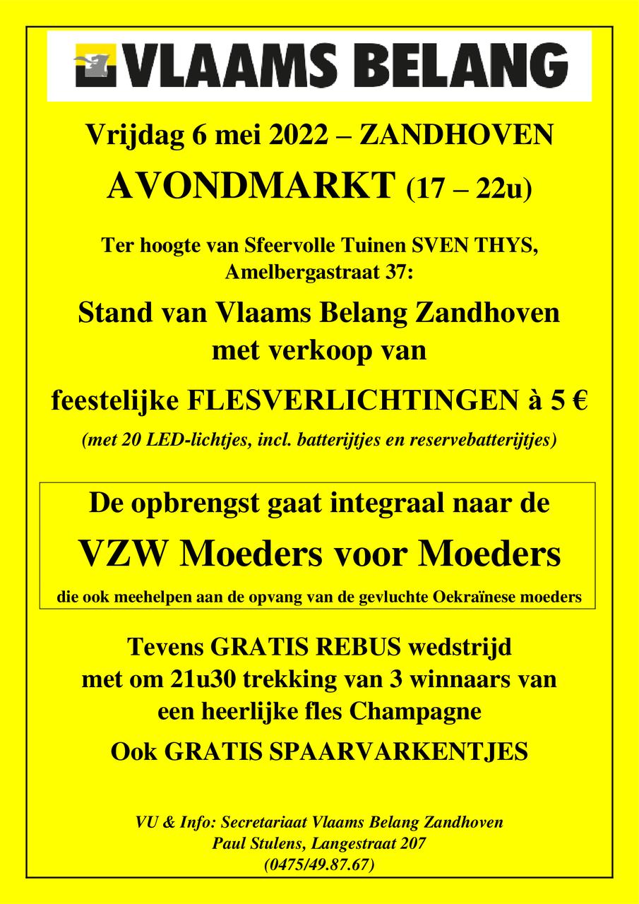 Welkom op vrijdag 6 mei 2022 op Avondmarkt Zandhoven